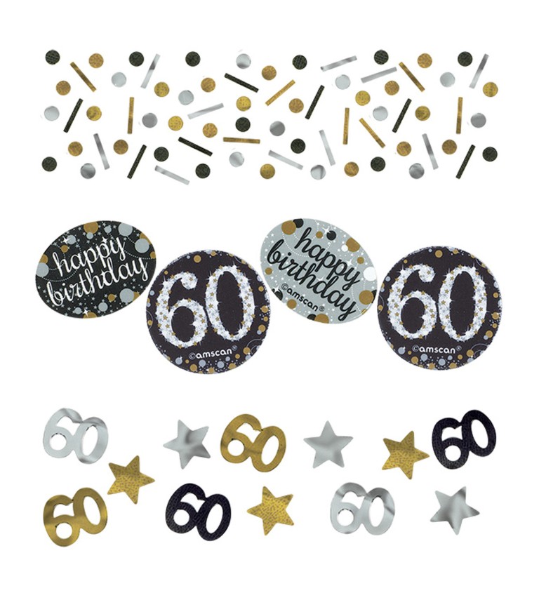 Balení zlato stříbrných narozeninových konfet - 60