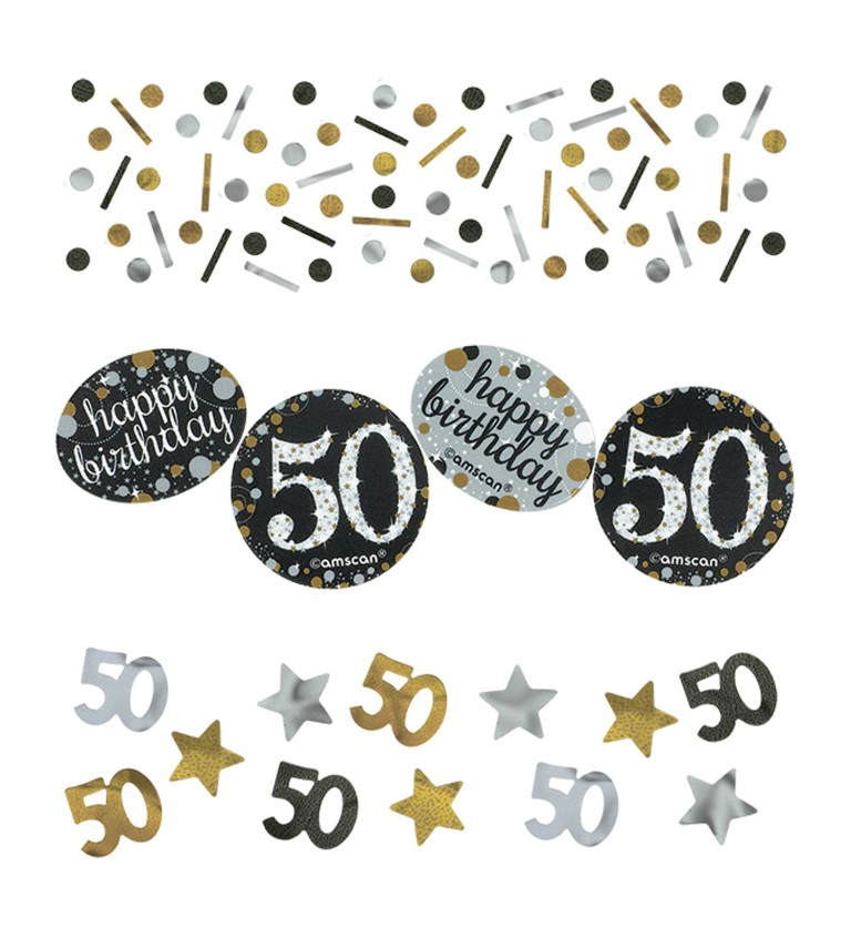 Balení zlato stříbrných narozeninových konfet - 50