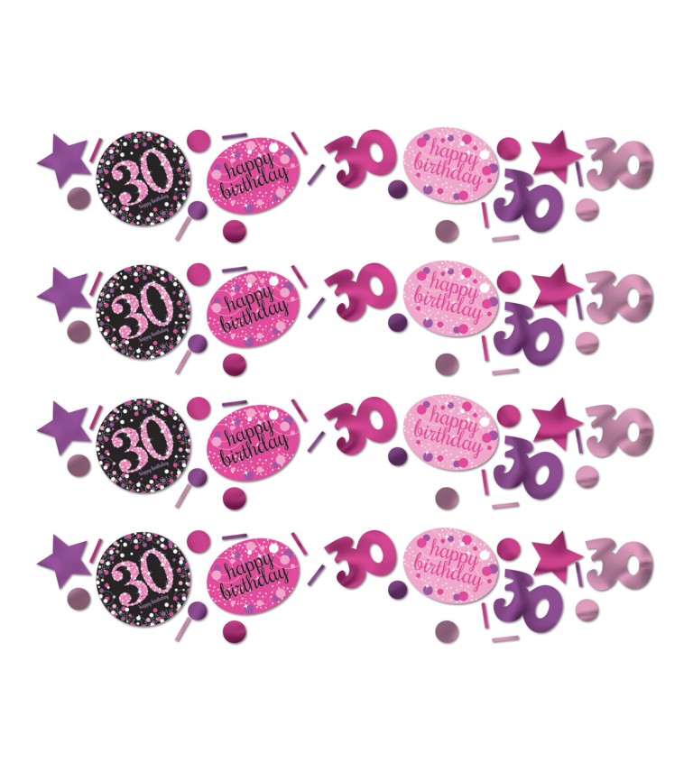 Balení růžových narozeninových konfet - 30