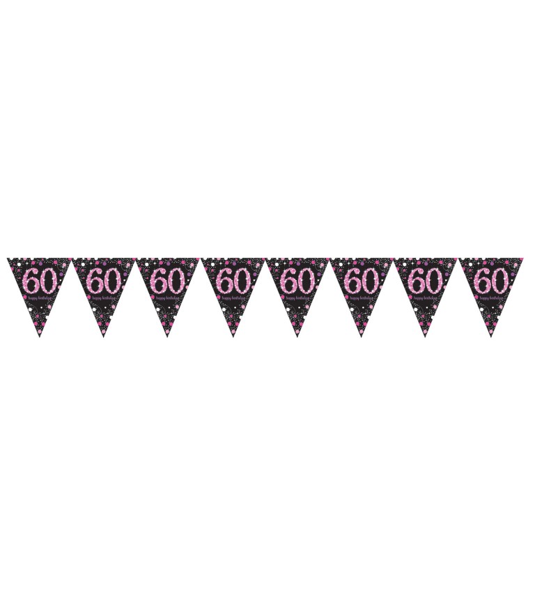 Růžová narozeninová girlanda - praporky 60