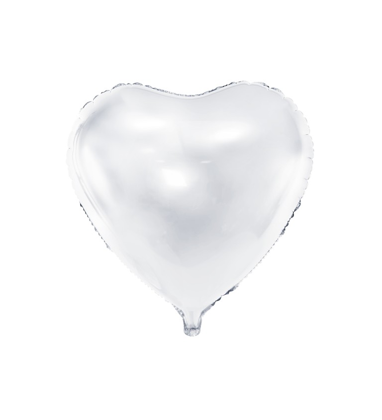 Srdíčkový fóliový balónek - bílý