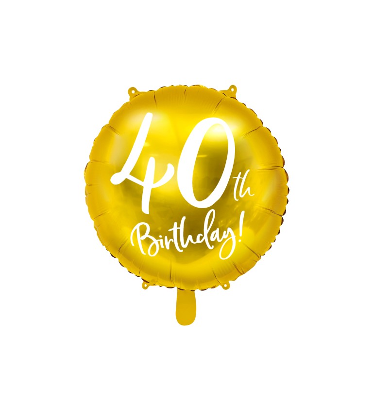 Zlatý fóliový balónek 40th Birthday