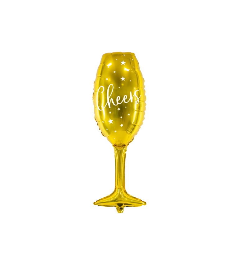 Zlatý fóliový balónek sklenička