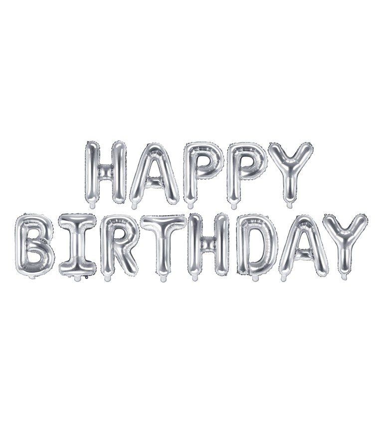 Fóliové balónky Happy Birthday - stříbrná