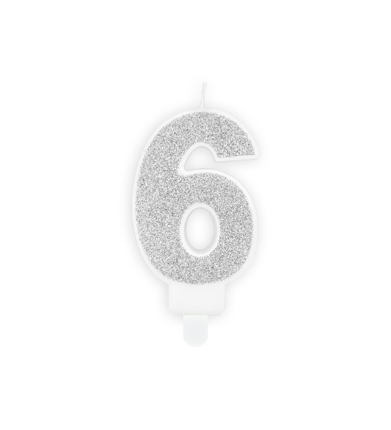 Svíčka s číslem stříbrná - 6