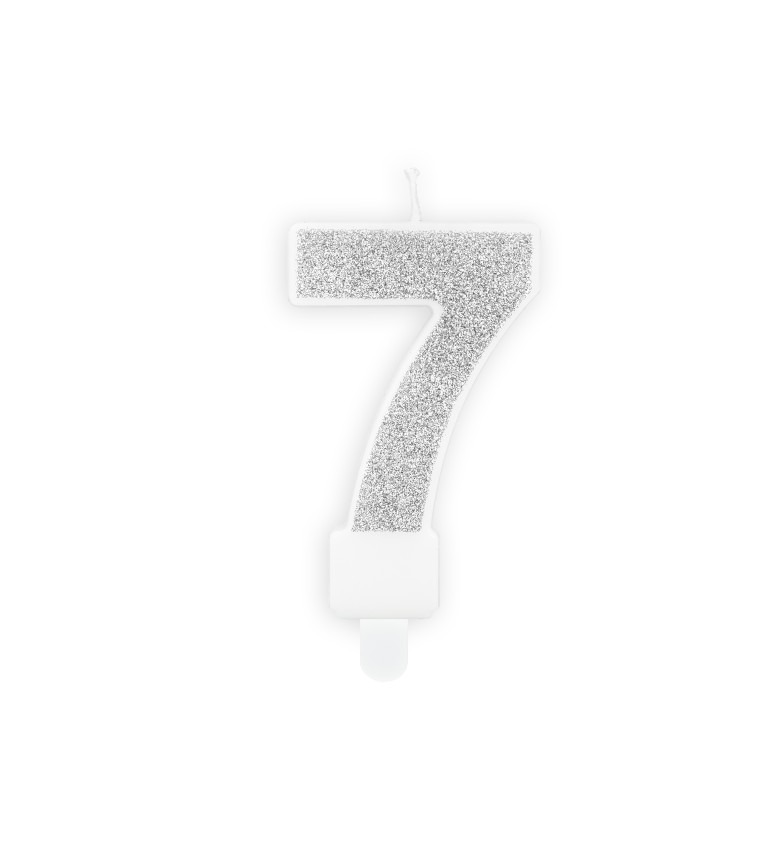 Svíčka s číslem stříbrná - 7