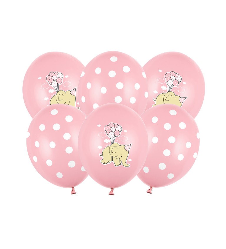 Balonek (růžový + slon s puntíky) 50ks