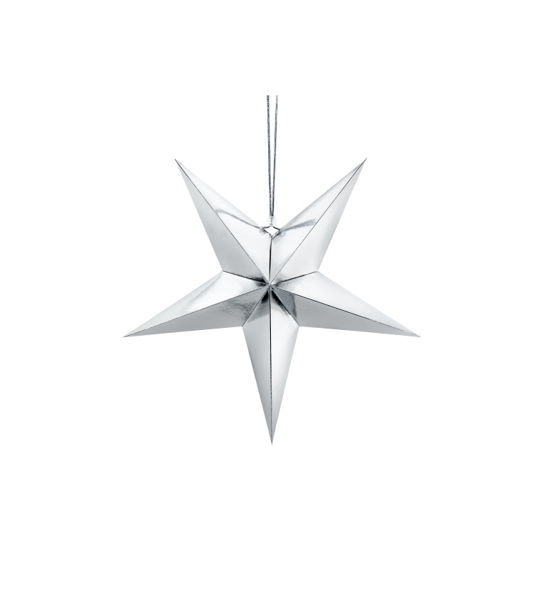 Dekorace - hvězdička stříbrná 45 cm