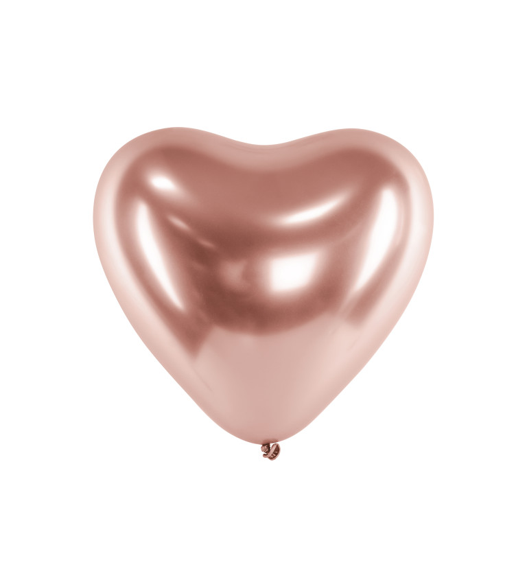 Lesklé balonky srdce růžové zlato 