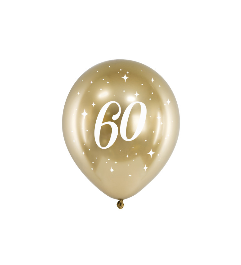 Zlaté lesklé balónky 60