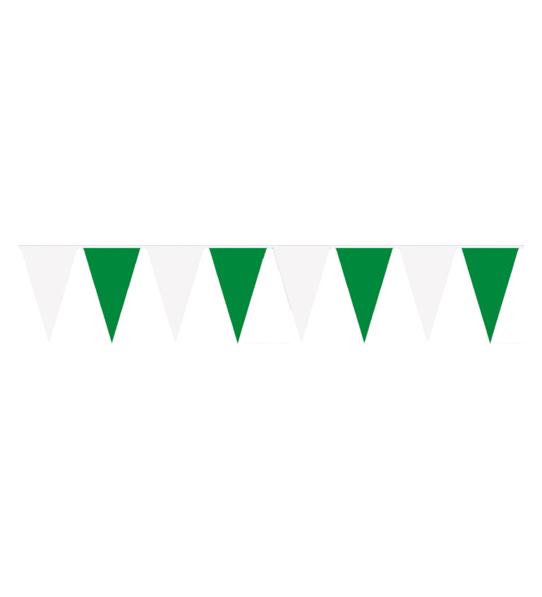 Girlanda s bílými a zelenými vlaječkami