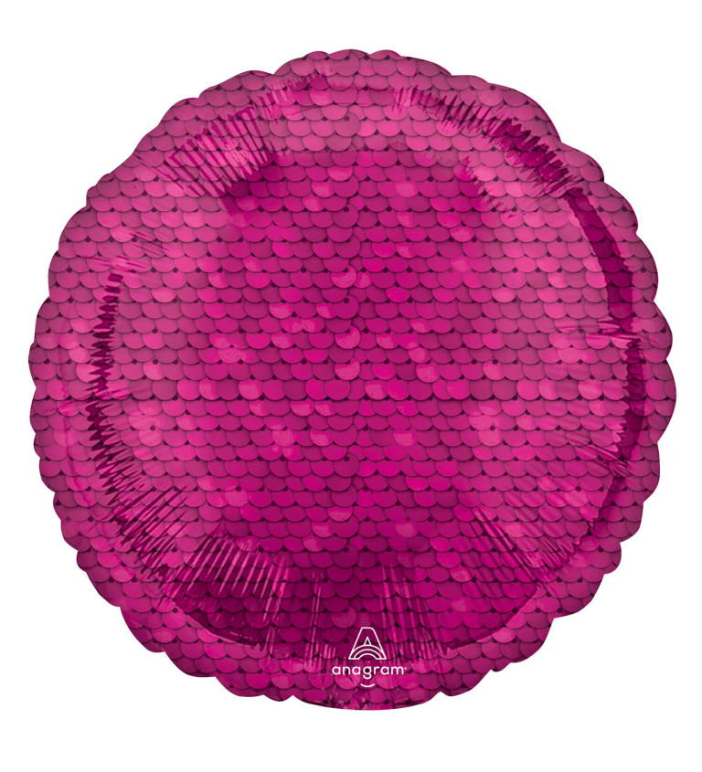 Růžový fóliový balónek s flitry