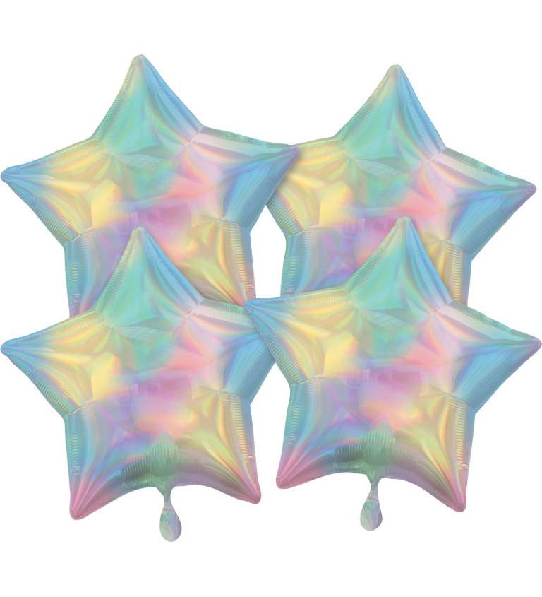 Duhově pastelové hvězdy fóliové balónky