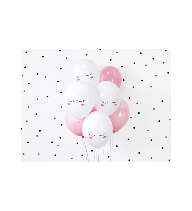 Pastelově bílé balónky - smajlík