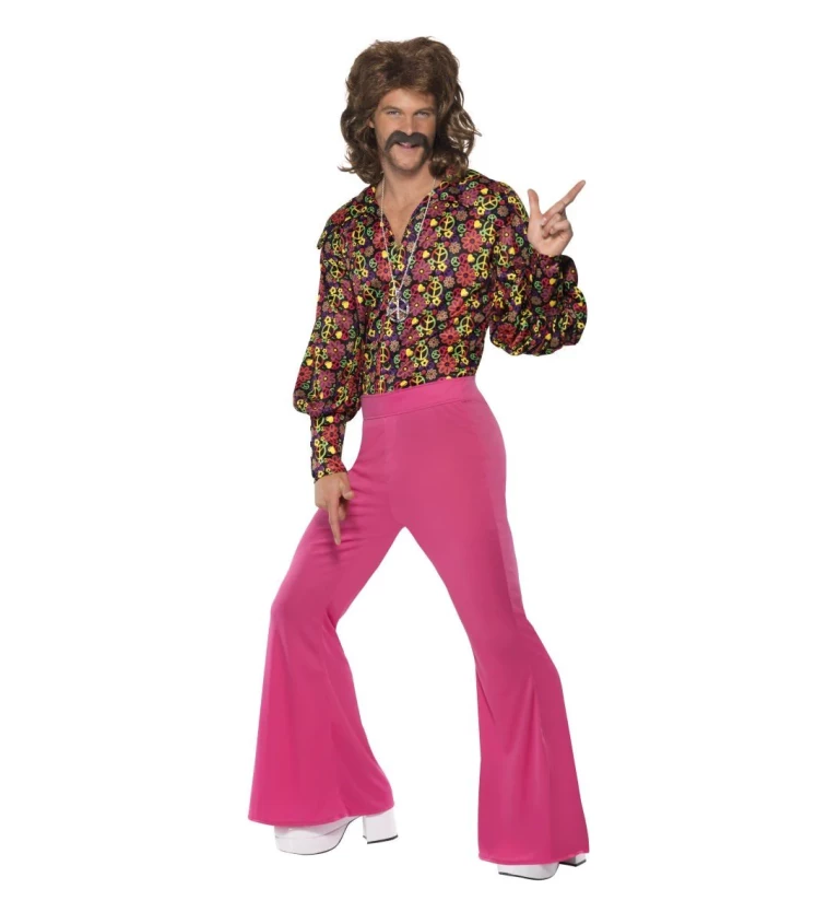 Pánský kostým - Hippie, růžový