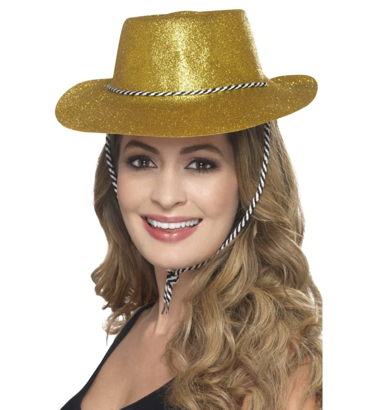 Glitter kovbojský klobouk - zlatý