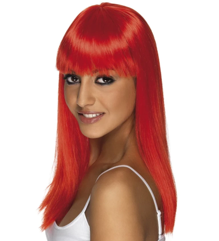 Paruka - Červená, delší vlasy