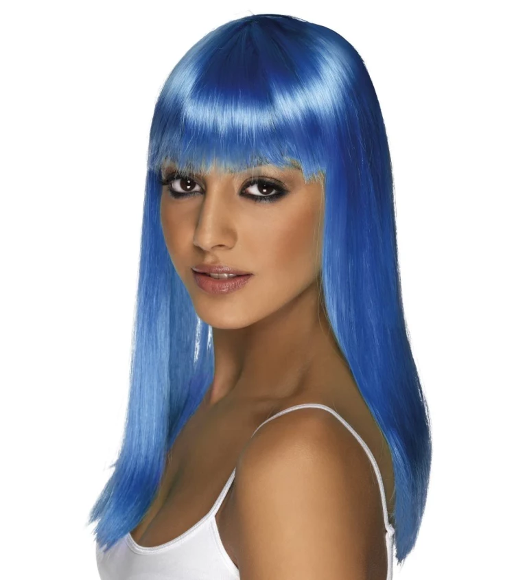 Paruka - Tmavě modrá, delší vlasy