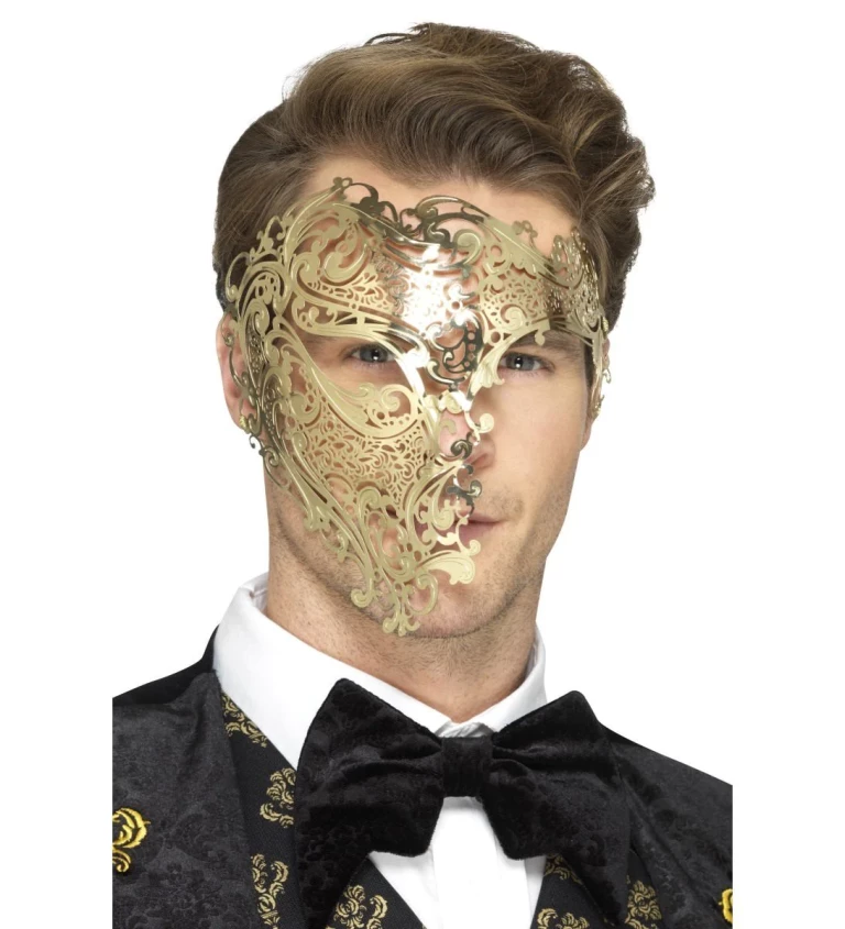 Zlatá kovová maska - Fantom