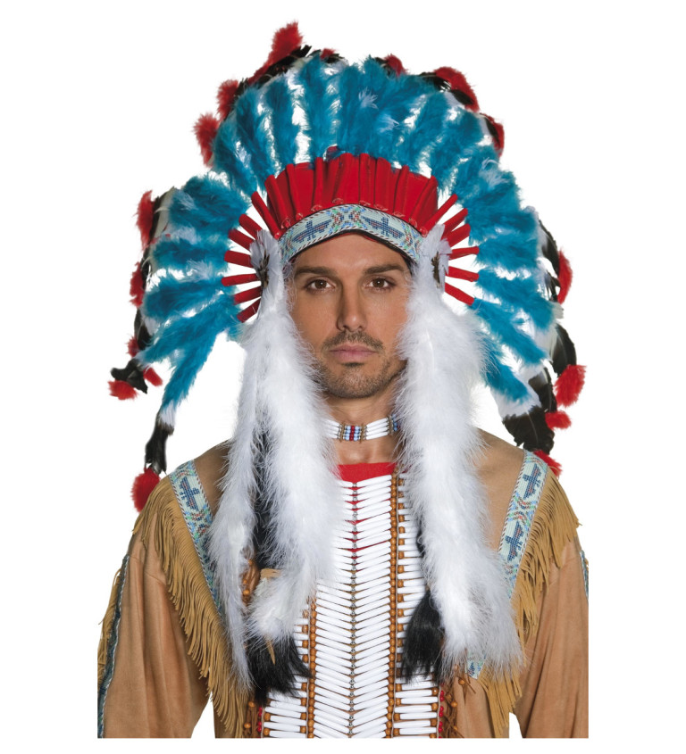 Indiánská čelenka - Modré peří, náčelník