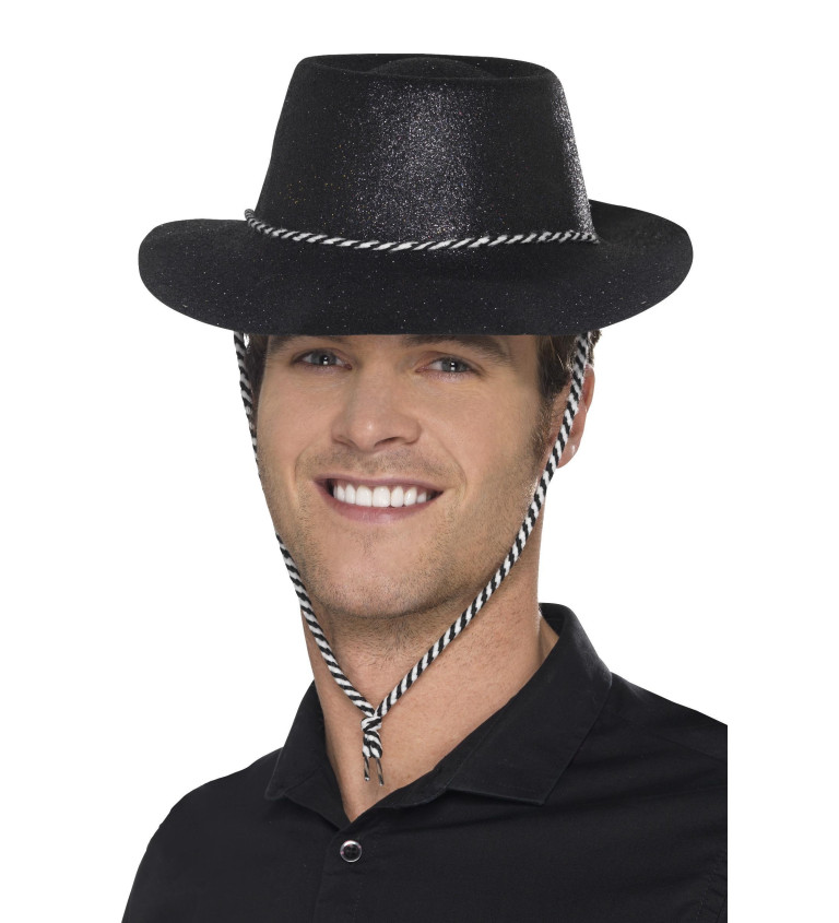 Glitter kovbojský klobouk - černý