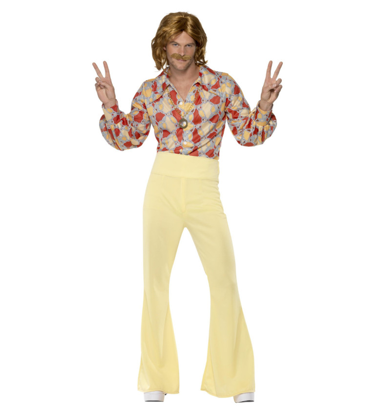 Pánský kostým - Hippie, žluté kalhoty