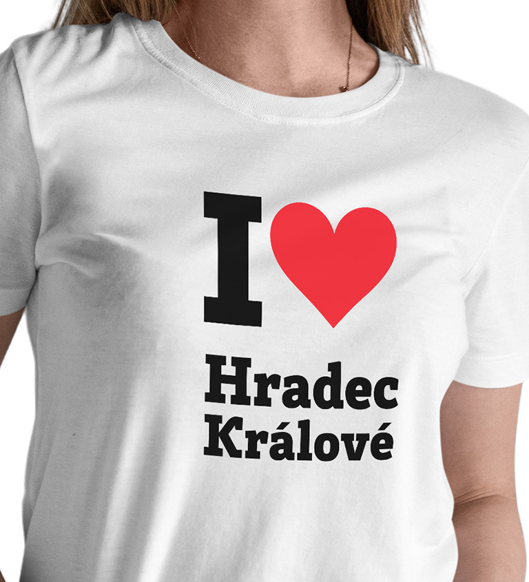 Dámské bílé triko - I love Hradec Králové