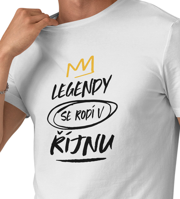 Pánské triko bílé - Legendy se rodí v říjnu