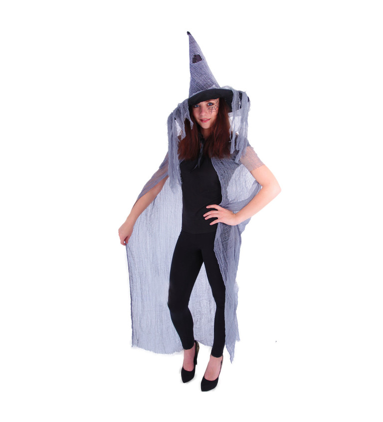 Kostým pro dospělé - plášť a klobouk - šedý