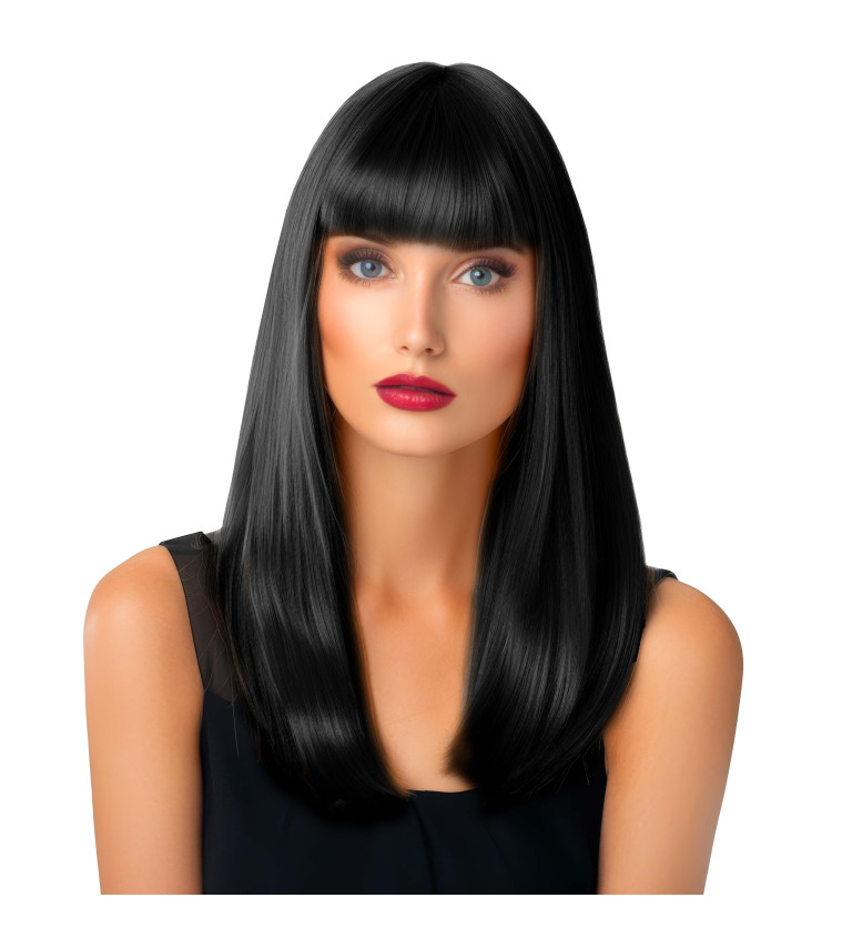 Paruka dámská rovná s ofinou, černá