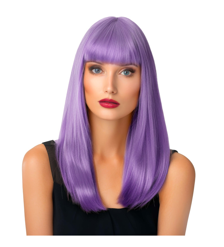 Paruka dámská rovná s ofinou, fialová