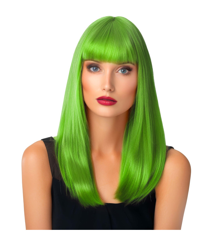Paruka dámská rovná s ofinou, zelená