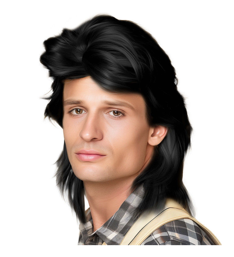 Paruka pánský mullet, černá