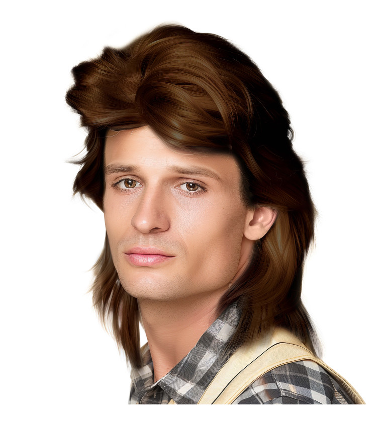 Paruka pánský mullet, hnědá