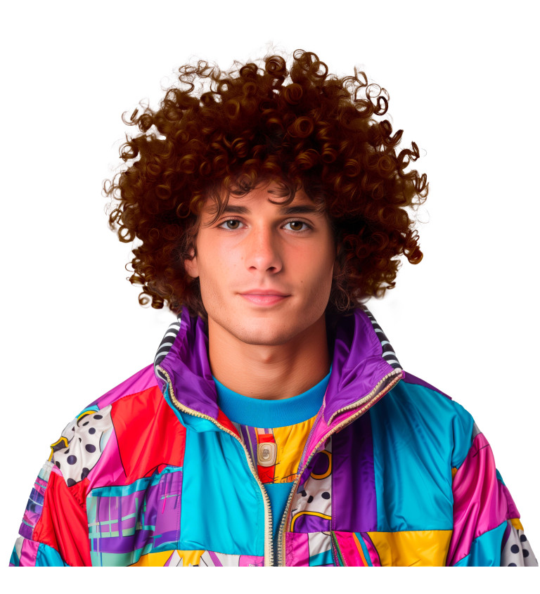 Paruka pánská afro, hnědá