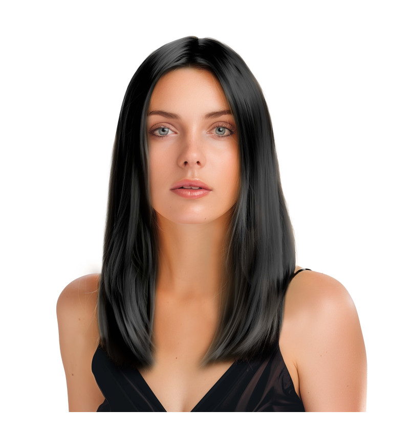 Paruka dámská rovná bez ofiny, černá