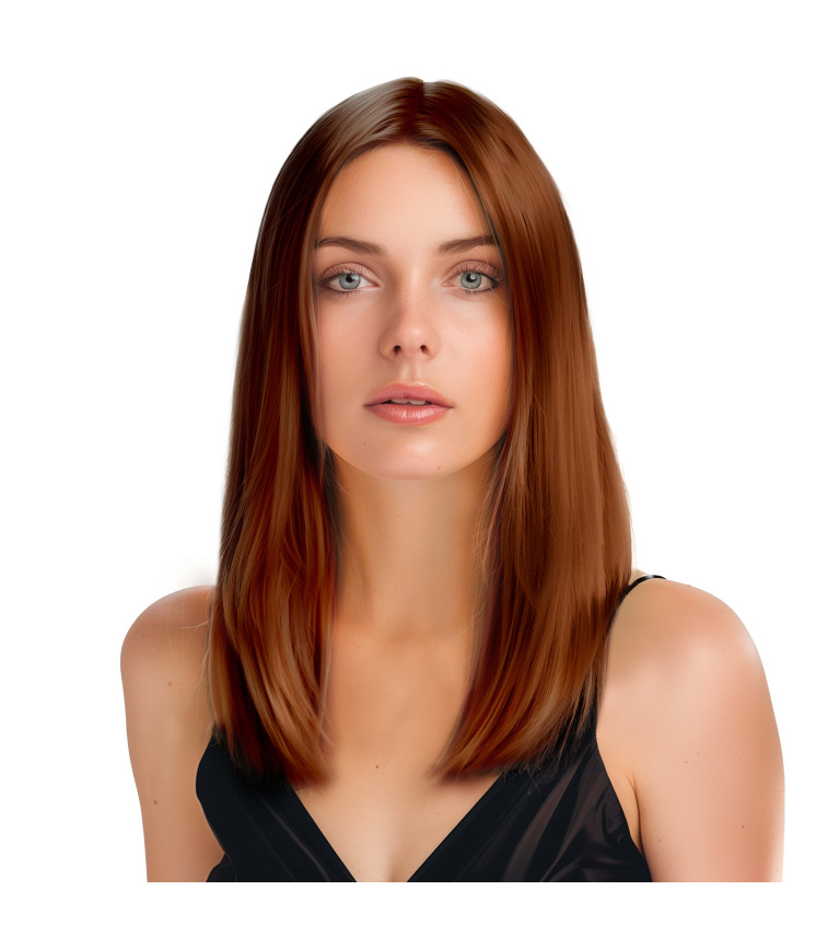 Paruka dámská rovná bez ofiny, hnědá