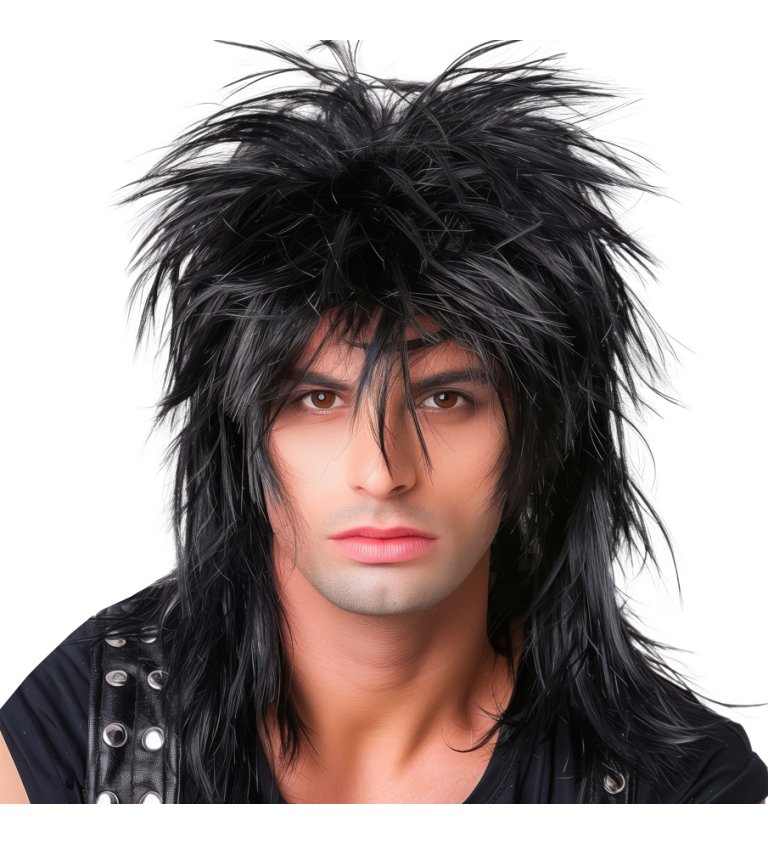 Paruka pánská 80. léta rocker, černá