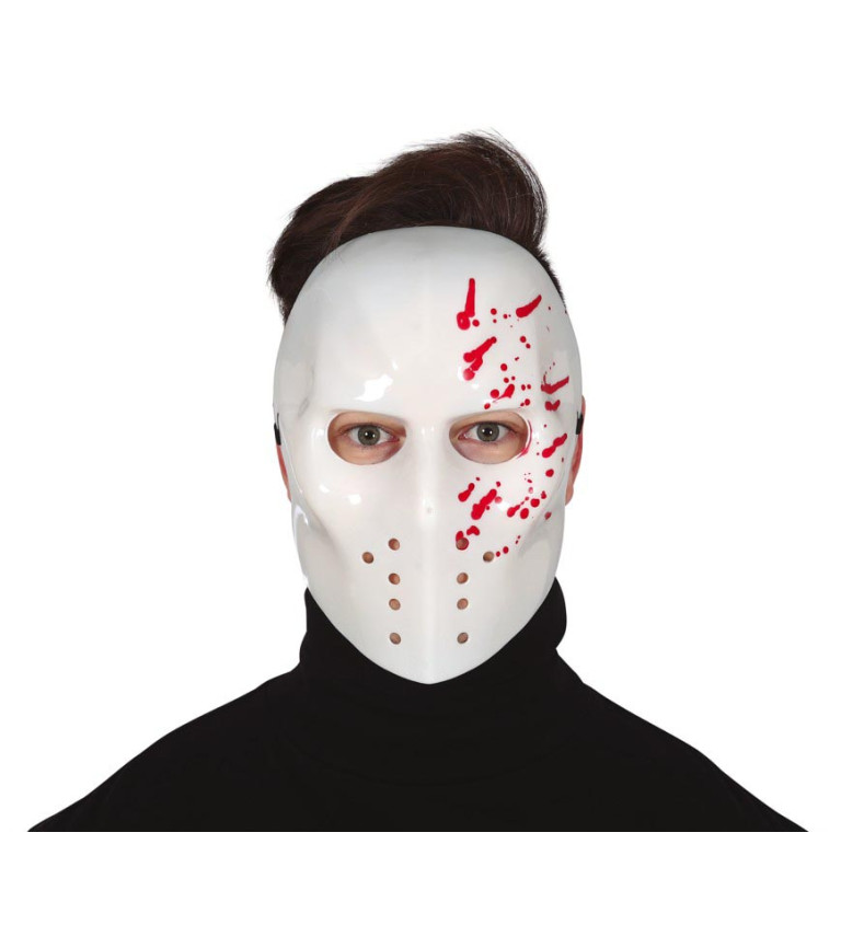 Bílá krvavá hokejová maska
