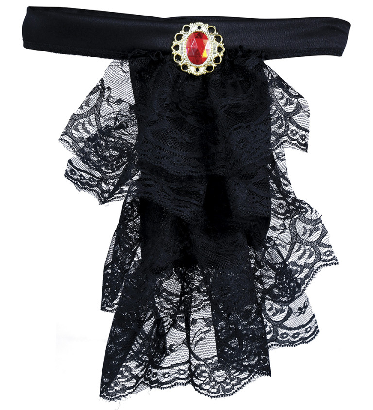 Černý krajkový jabot