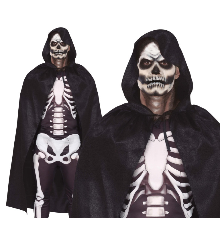 Černý sametový plášť s kapucí