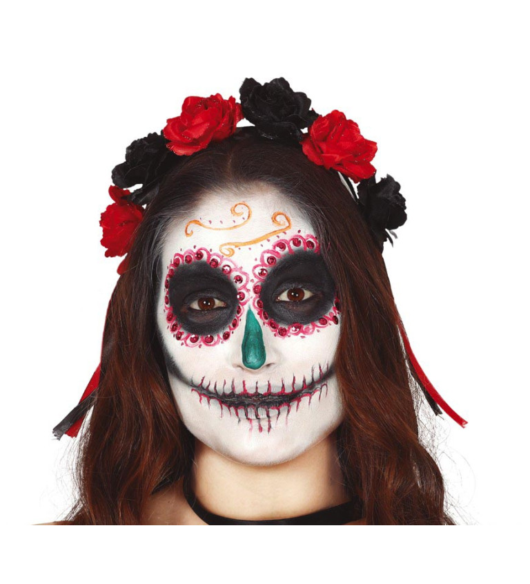 Červená květinová čelenka