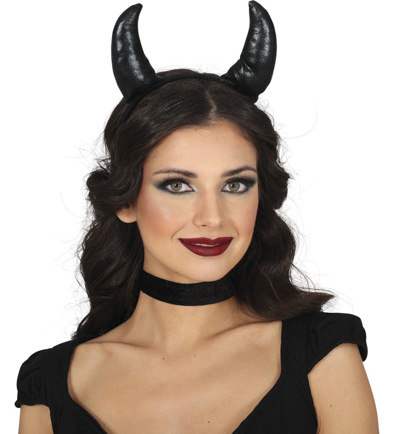 Černé démonické rohy čelenka