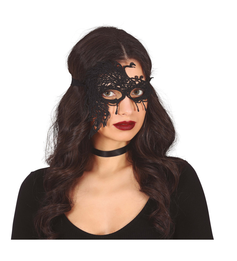 Krajková maska- černá