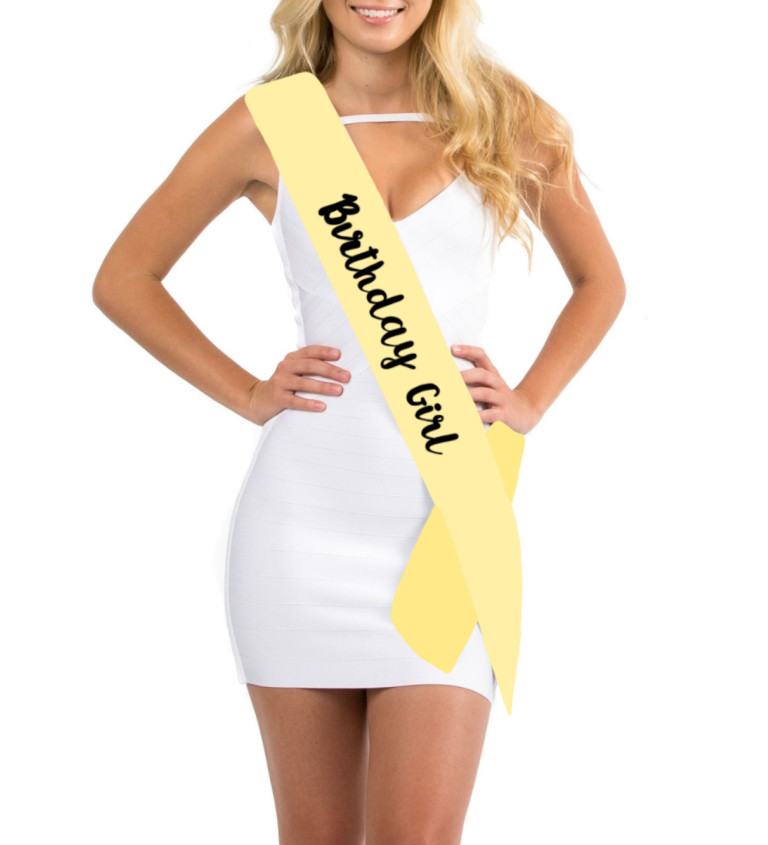 Narozeninová šerpa zlatá - Birthday girl