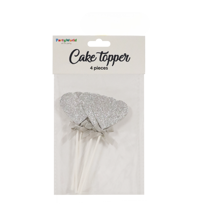 Zápich do dortu srdce stříbrná