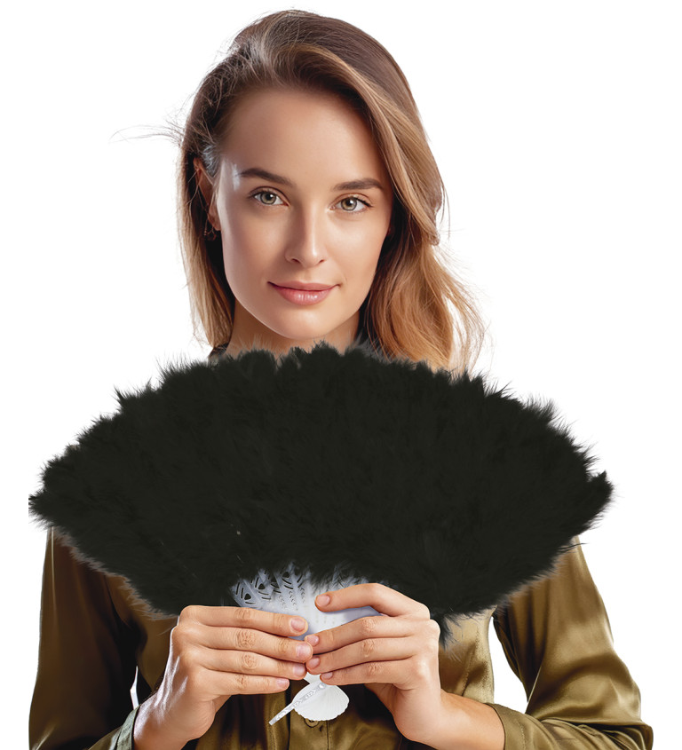 Peříčkový vějíř - černý