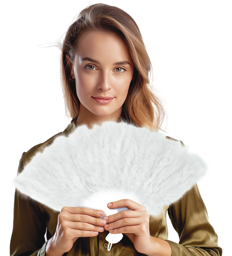 Peříčkový vějíř - bílý