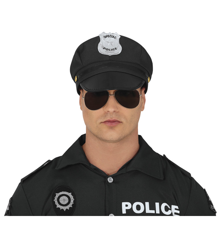 Látkový policejní klobouk - černý