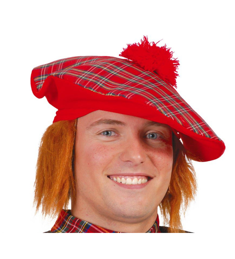 Skotský klobouk - s vlasy